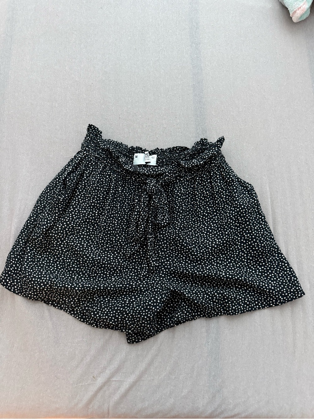 Hollister Black Shorts with White Polka Dot Print